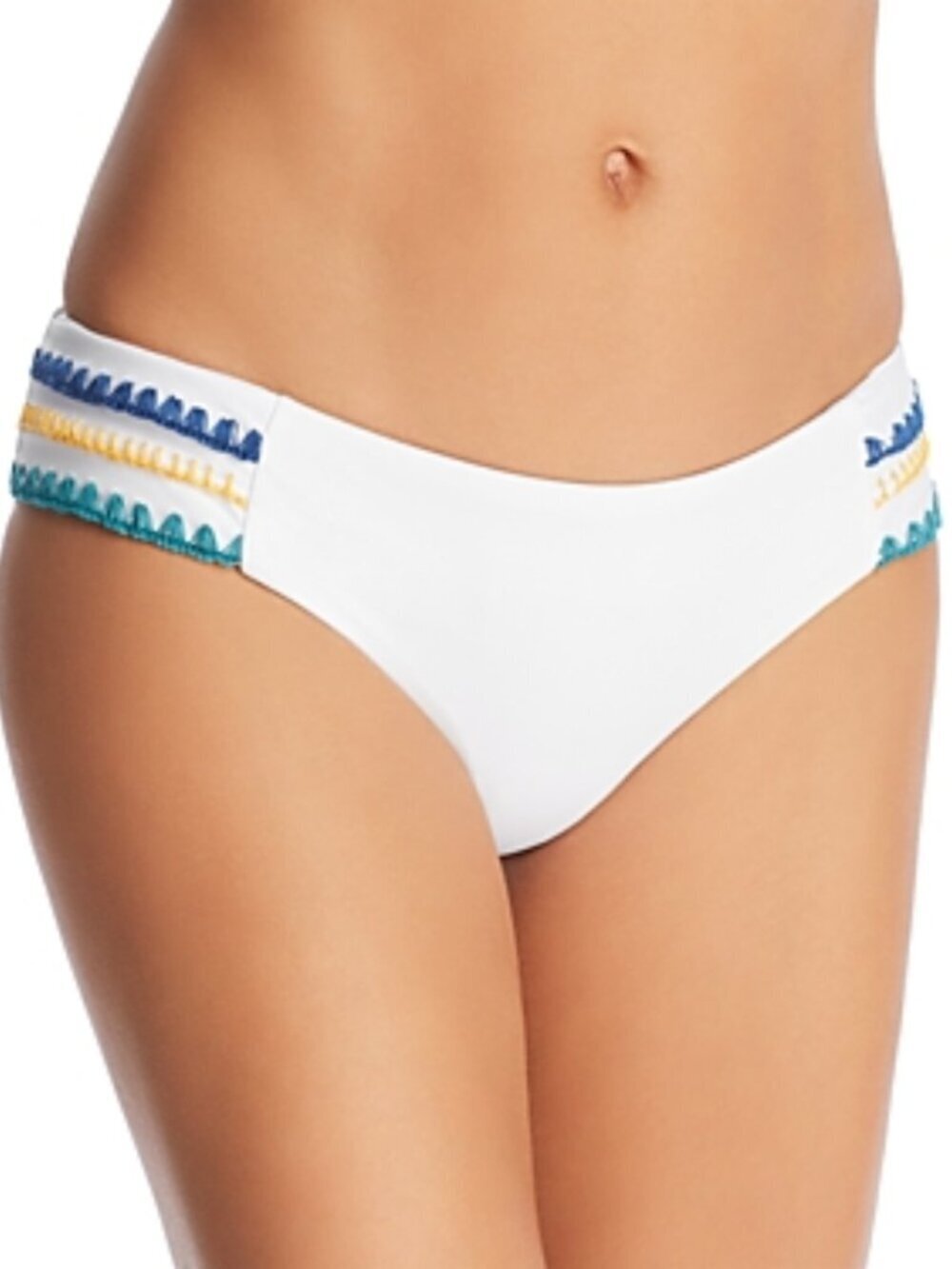 Soluna Womens White Summer Solstice Tab-Side Embroidered Bikini Bottom Sz L NWT